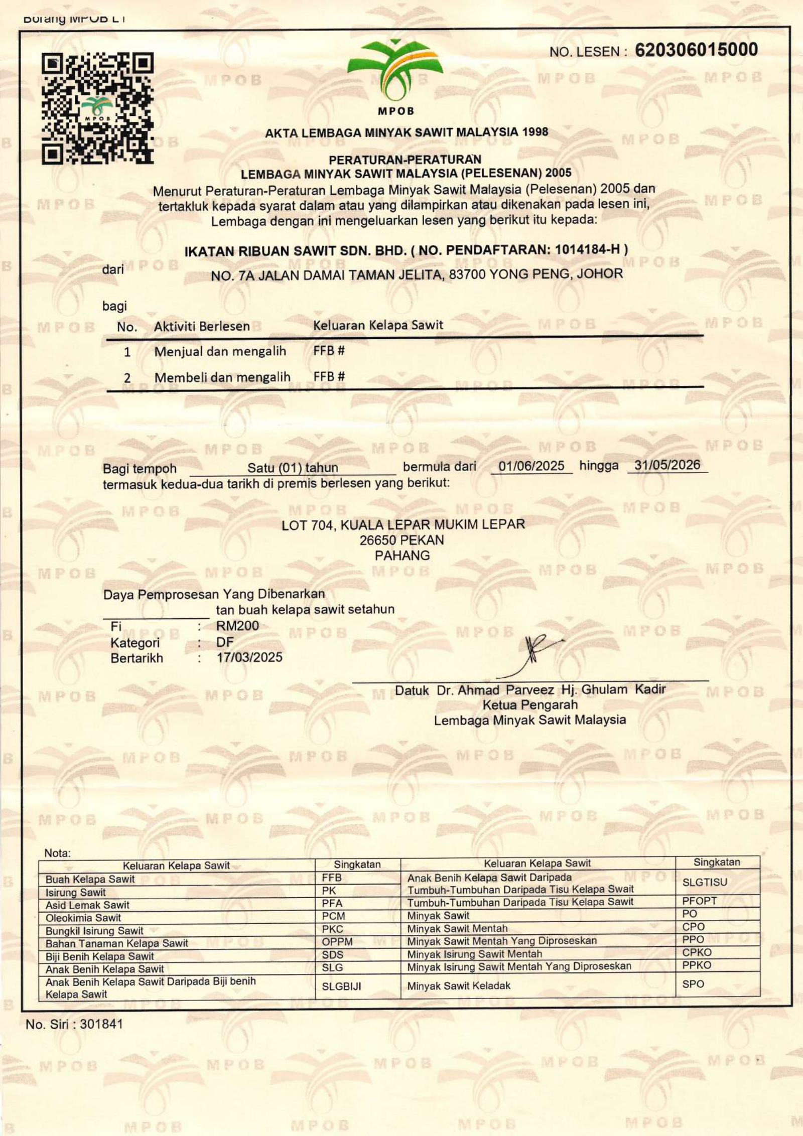 MPOB-Licence-HQ-620306-0150000